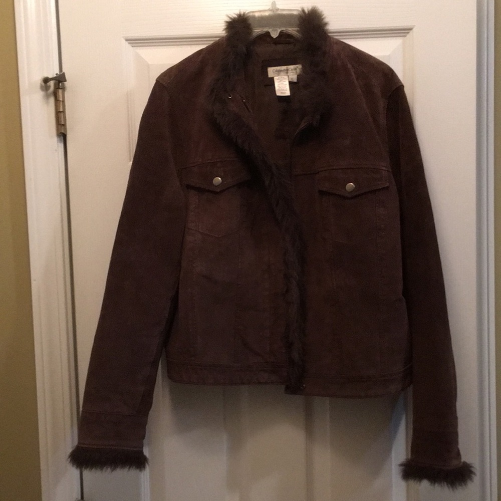 Coldwater Creek Suede and Faix Fur Brown Jacket Large